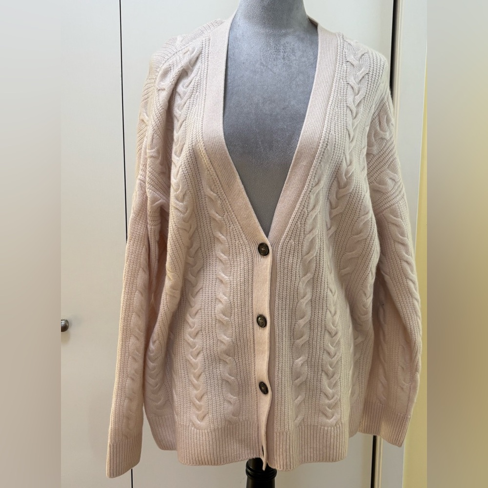 Women's Cashmere Cable Knit Cardigan Sweater, size XXL. New with tags